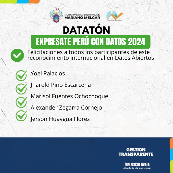 Dataton agradecimiento y Felicitaciones a los participantes